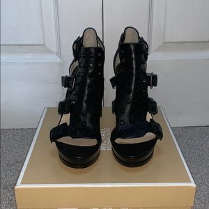 Michael Kors Black Studded Buckle Heels